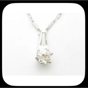 Stunning 14K white gold 0.68 tcw round & baguette real diamond Necklace